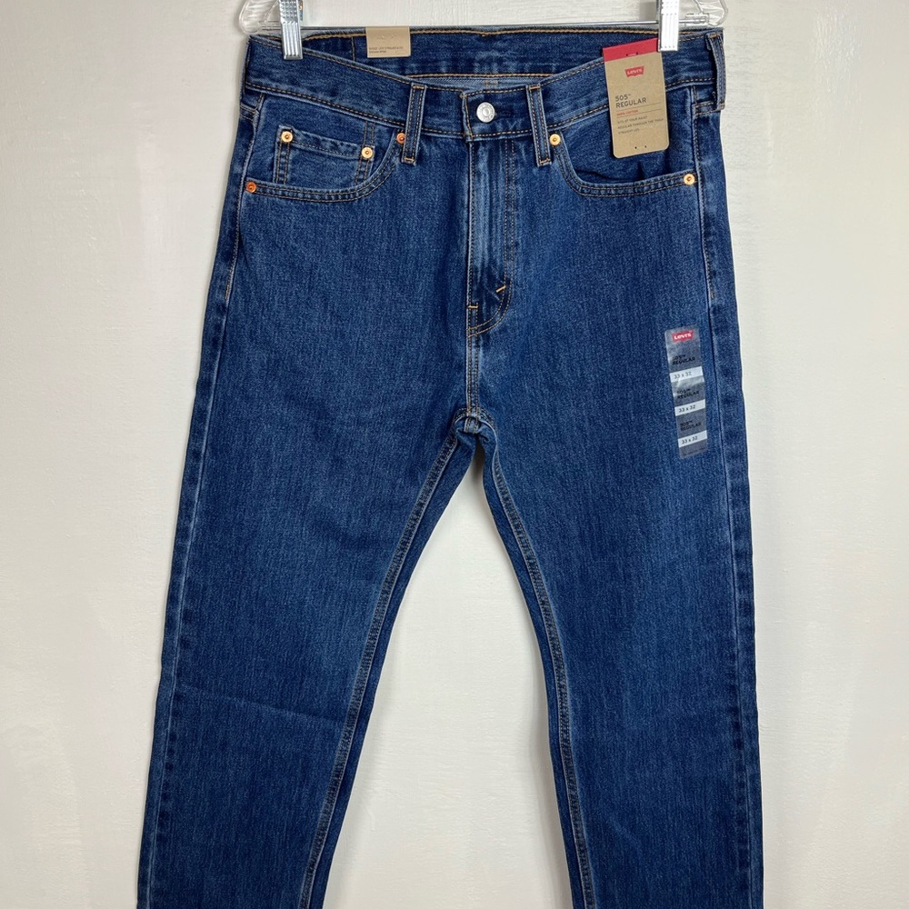 Levis 505 Men’s Regular Straight Leg Denim Jeans Size 33X32